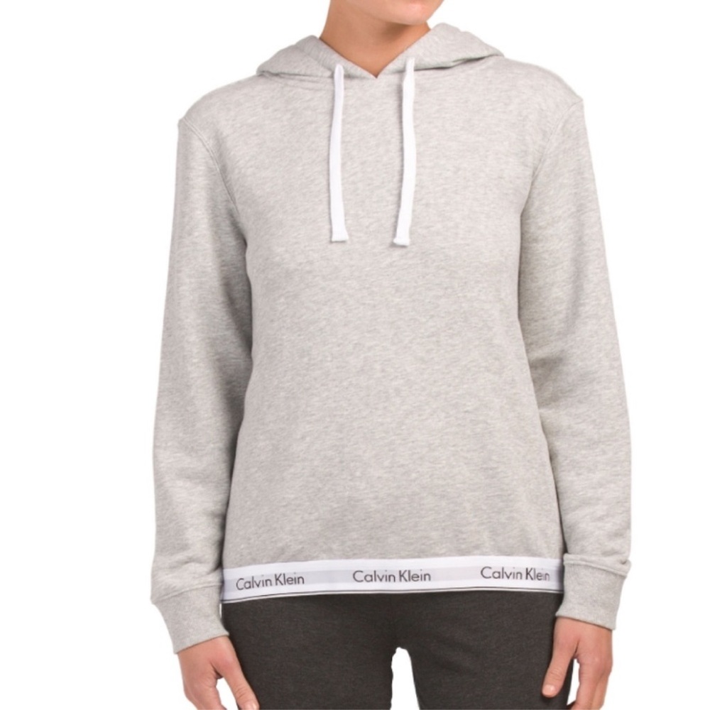 Calvin Klein Hoodie with Logo Band size small light gray hoodie sleepwear